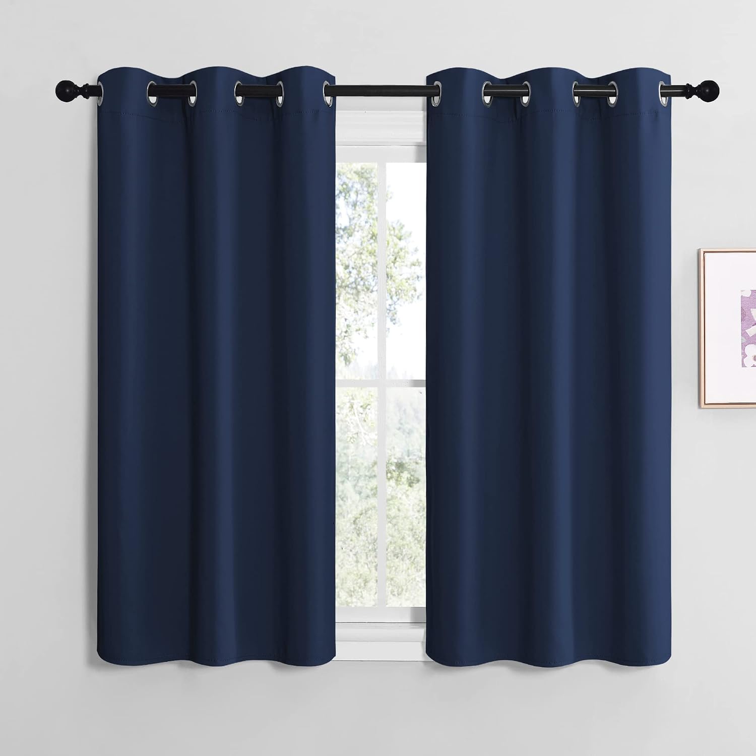 NICETOWN Blackout Curtain Panels, Window Treatment Energy Saving Thermal Insulated Solid Grommet Blackout Drapes/Draperies (Navy, 1 Pair…