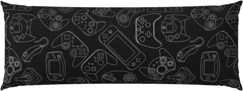 Sovvin Video Game Controller Black Background Body Pillow Cover Gaming Theme Long Pillow Case with Zipper Decorative Soft Cushion Be…