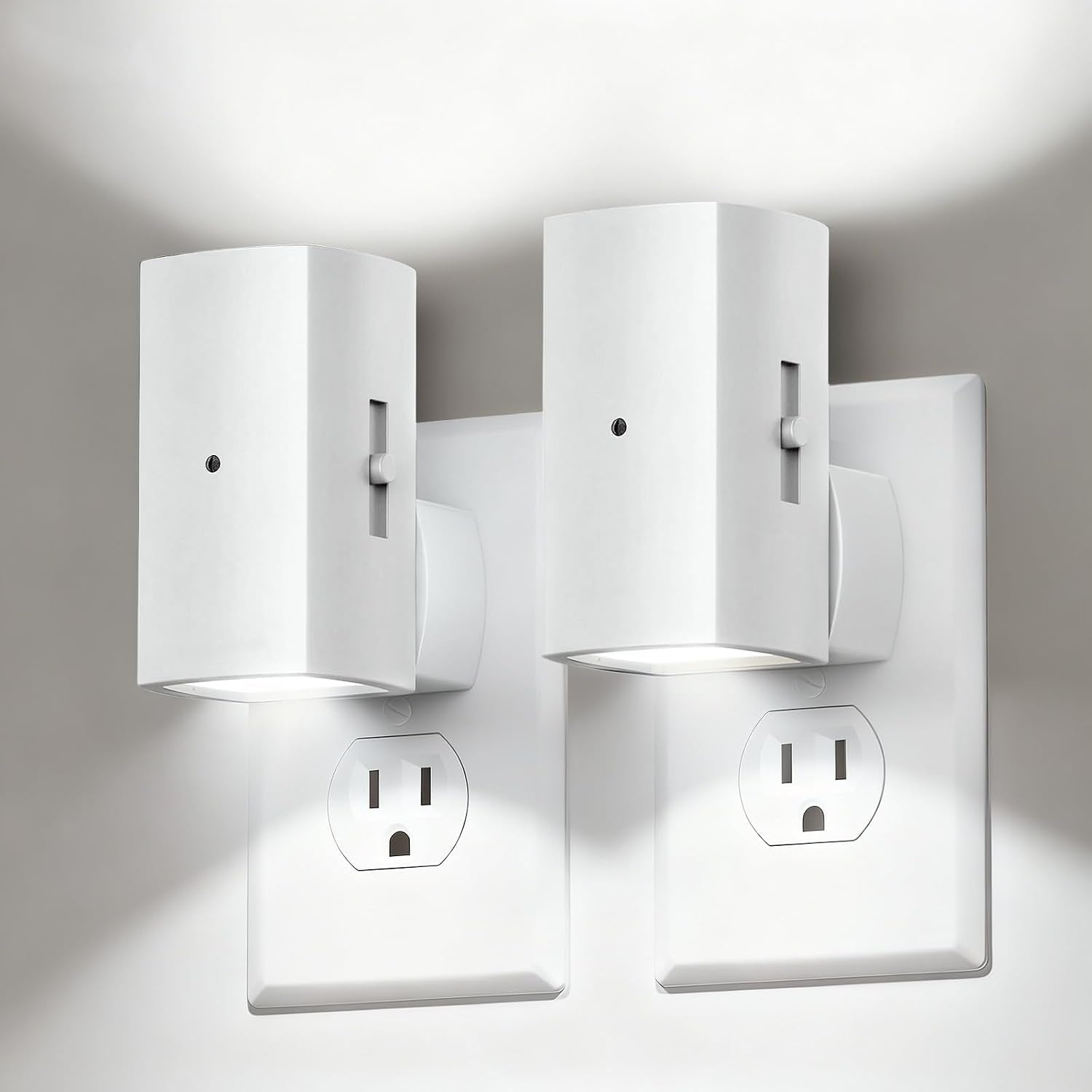 Brightown 2 Pack White Night Lights Plug into Wall, Modern Night Light with Rotating Plug, Dusk to Dawn Sensor, 0-100LM Stepless Dimming…