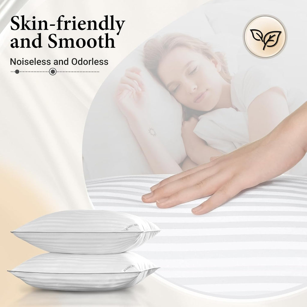 Basic Beyond Bed Pillows Queen Size Set of 4 - Down Alternative Pillows for Sleeping, Soft 20 x 28 Inches 4 Pack Queen Pillows for Back…