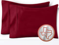 TEXAS LINEN CO. 100% Egyptian Cotton Pillow Cases Set of 2, Texan Talkin' Collection 600 Series King Pillowcase for Sleeping (Burgundy)…