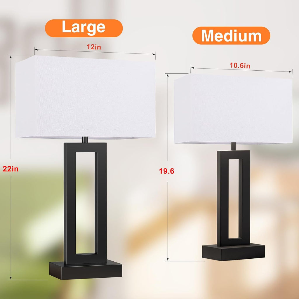 Seealle 22" Tall Living Room Lamps for Night Stands - Touch Bedside Lamp with USB C+A, 3 Way Dimmable Bedroom Lamps for End Tables Set of…