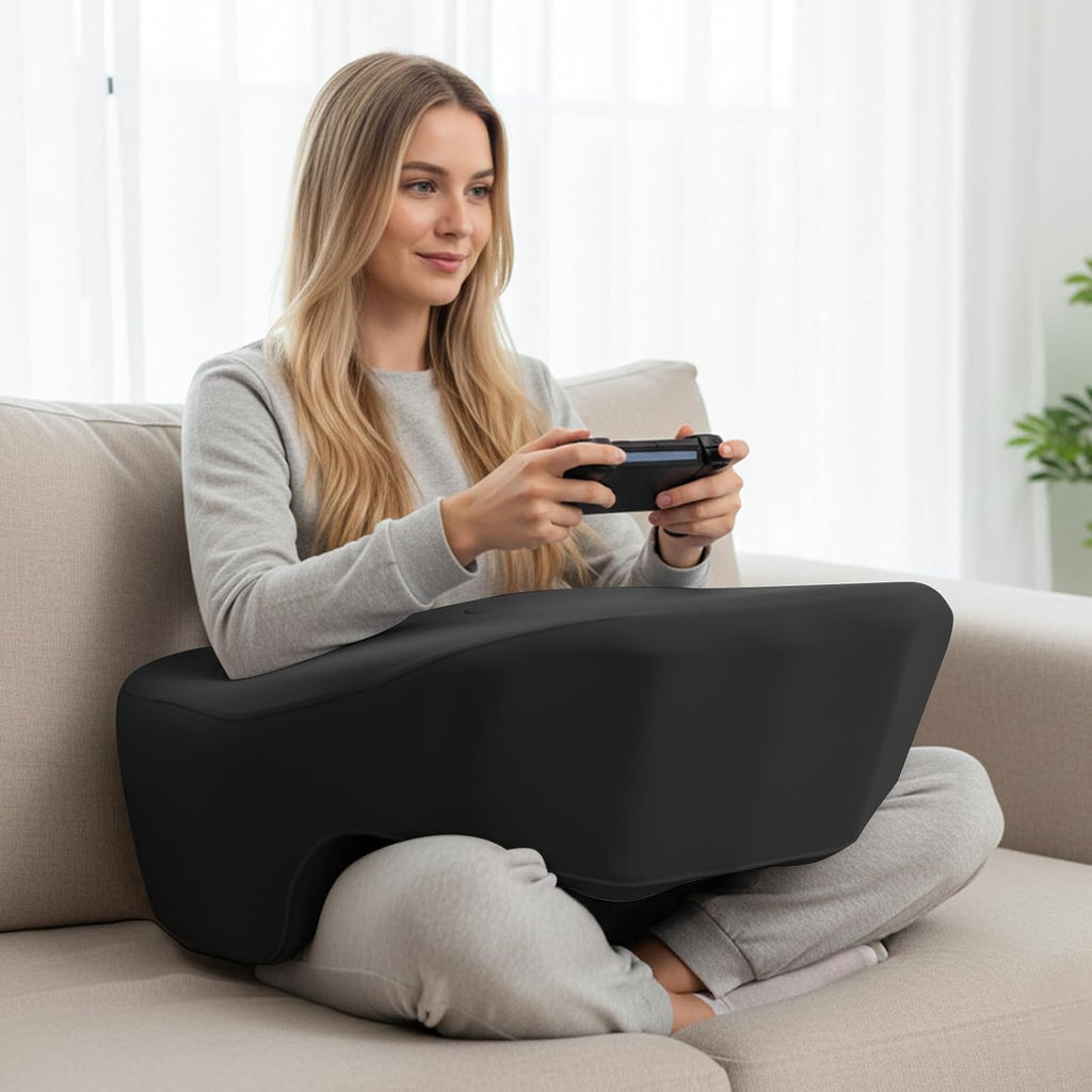 Reading Pillow for Gaming, Large Arm Rest Pillow for Adult, Memory Foam Desk Pillow with Cup & Phone Holder for Reading, Working…
