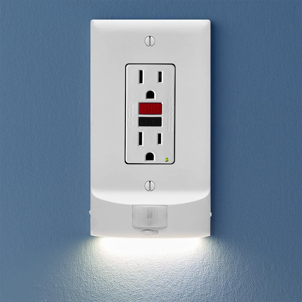 SnapPower 4 Pack MotionLight [for GFCI Outlets] - Motion Detecting LED Night Lights Built-in to Wall Plate - Bright/Dim/Off Options…