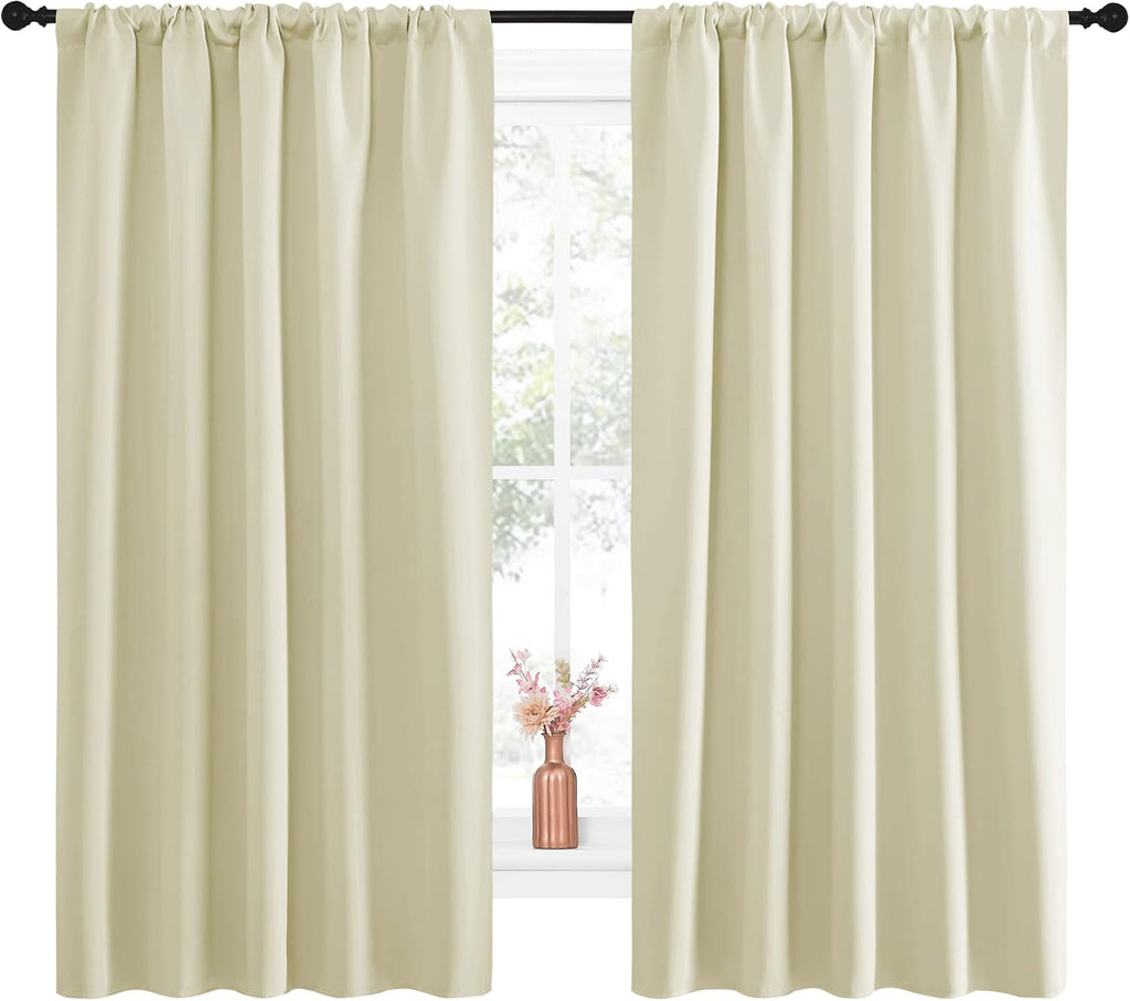NICETOWN Blackout Curtains for Living Curtains, Room Darkening Curtains & Drapes for Kids Bedroom, Home Decoration Draperies (Beige, 52…