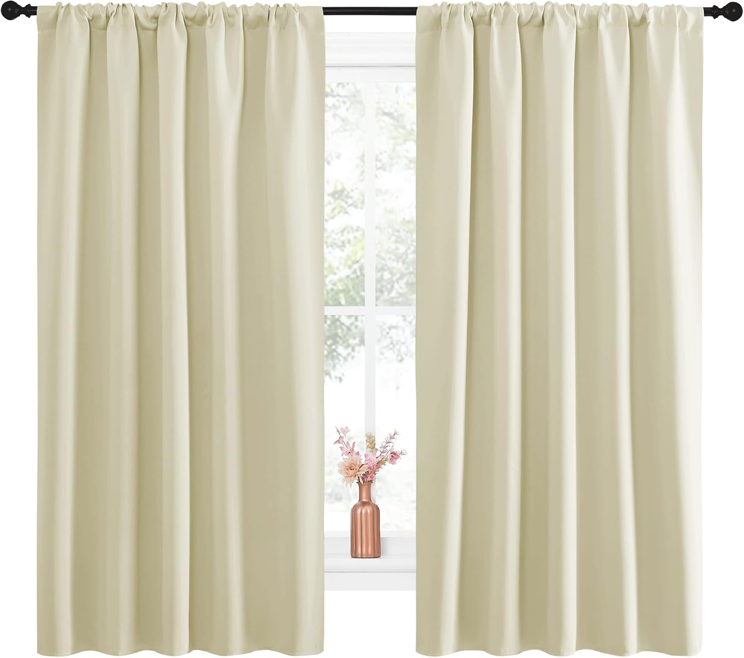 NICETOWN Blackout Curtains for Living Curtains, Room Darkening Curtains & Drapes for Kids Bedroom, Home Decoration Draperies (Beige, 52…