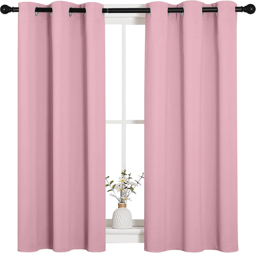 NICETOWN Bedroom Curtain Panels Blackout Draperies, Thermal Insulated Solid Grommet Blackout Curtains/Drapes (Crystal Pink, 1 Pair, 34 by…