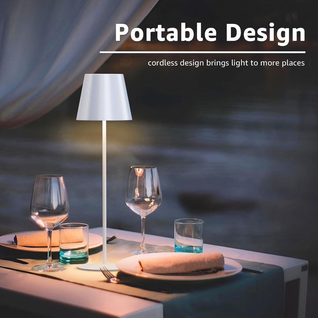 uuffoo 2 Pack Cordless Table Lamp Rechargeable 5000mAH Battery Operated Lights Touch Control LED Portable Desk Lamps 3 Color Dimming for…