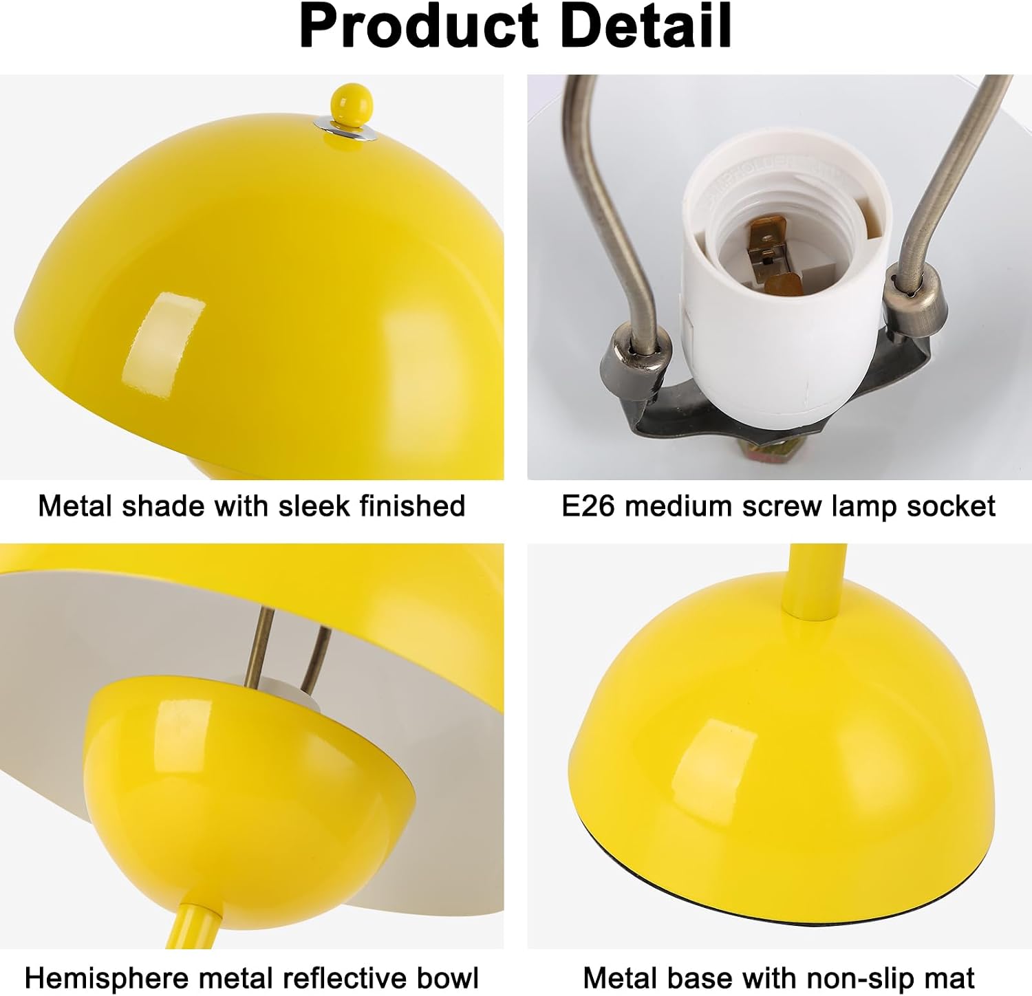 COSYLUX Modern Small Table Lamp for Bedroom, Cute Dome Shade Reflecting Light Reading Lamp for Living Room, Kid's Room, Study, Office…