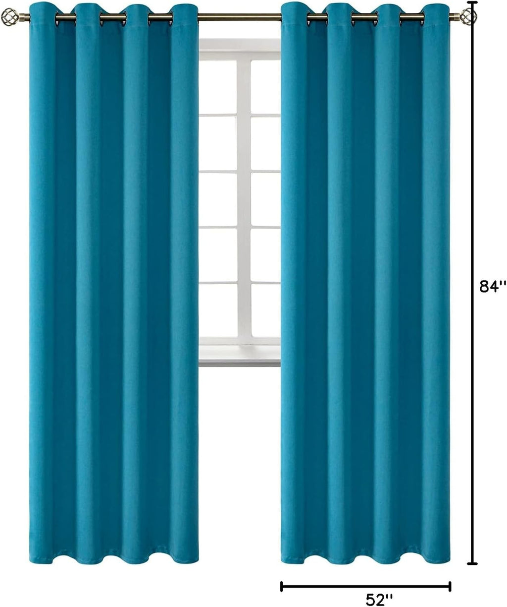 BGment Blackout Curtains - Grommet Thermal Insulated Room Darkening Bedroom and Living Room Curtains, Set of 2 Panels (52 x 84 Inch, Peacoc…