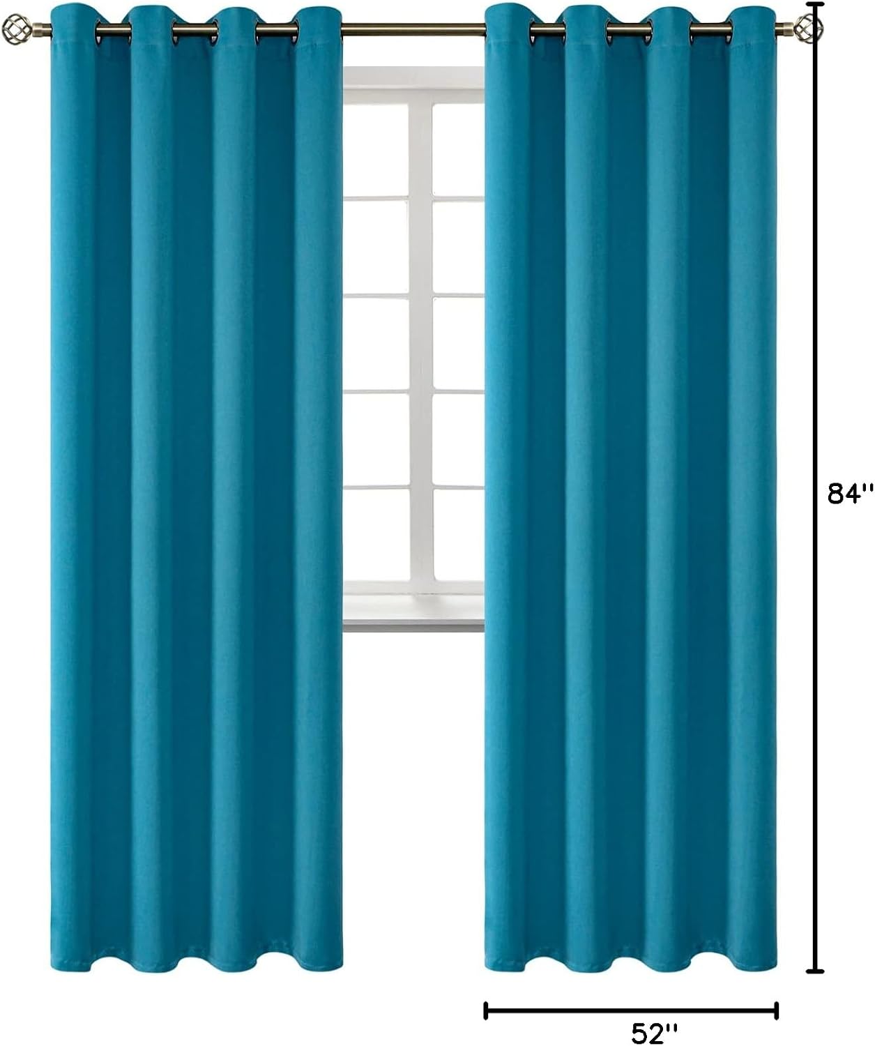 BGment Blackout Curtains - Grommet Thermal Insulated Room Darkening Bedroom and Living Room Curtains, Set of 2 Panels (52 x 84 Inch, Peacoc…