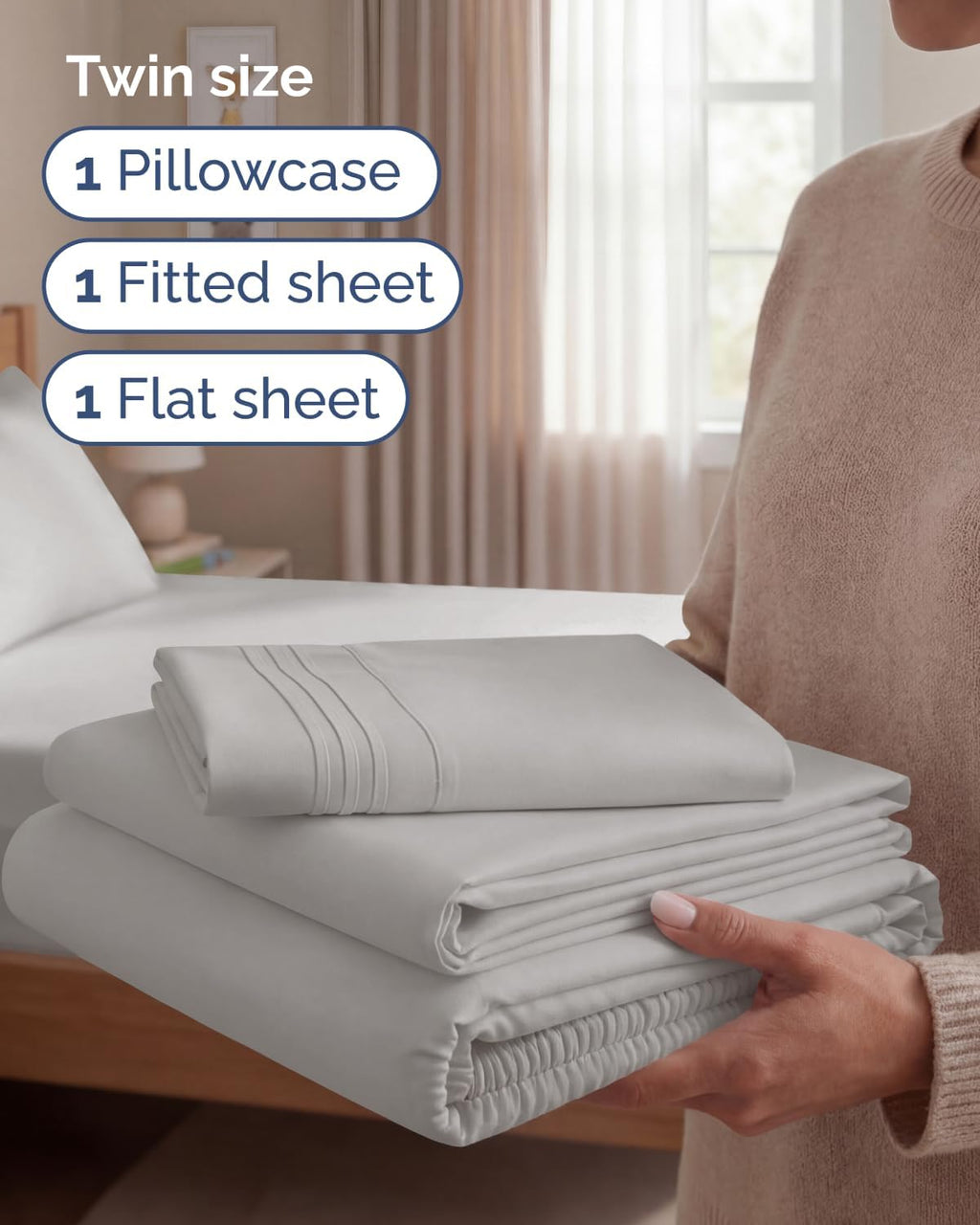 Twin Size 3 Piece Sheet Set - Comfy Breathable & Cooling Sheets - Hotel Luxury Bed Sheets for Women and Men - Deep Pockets, Easy-Fit…