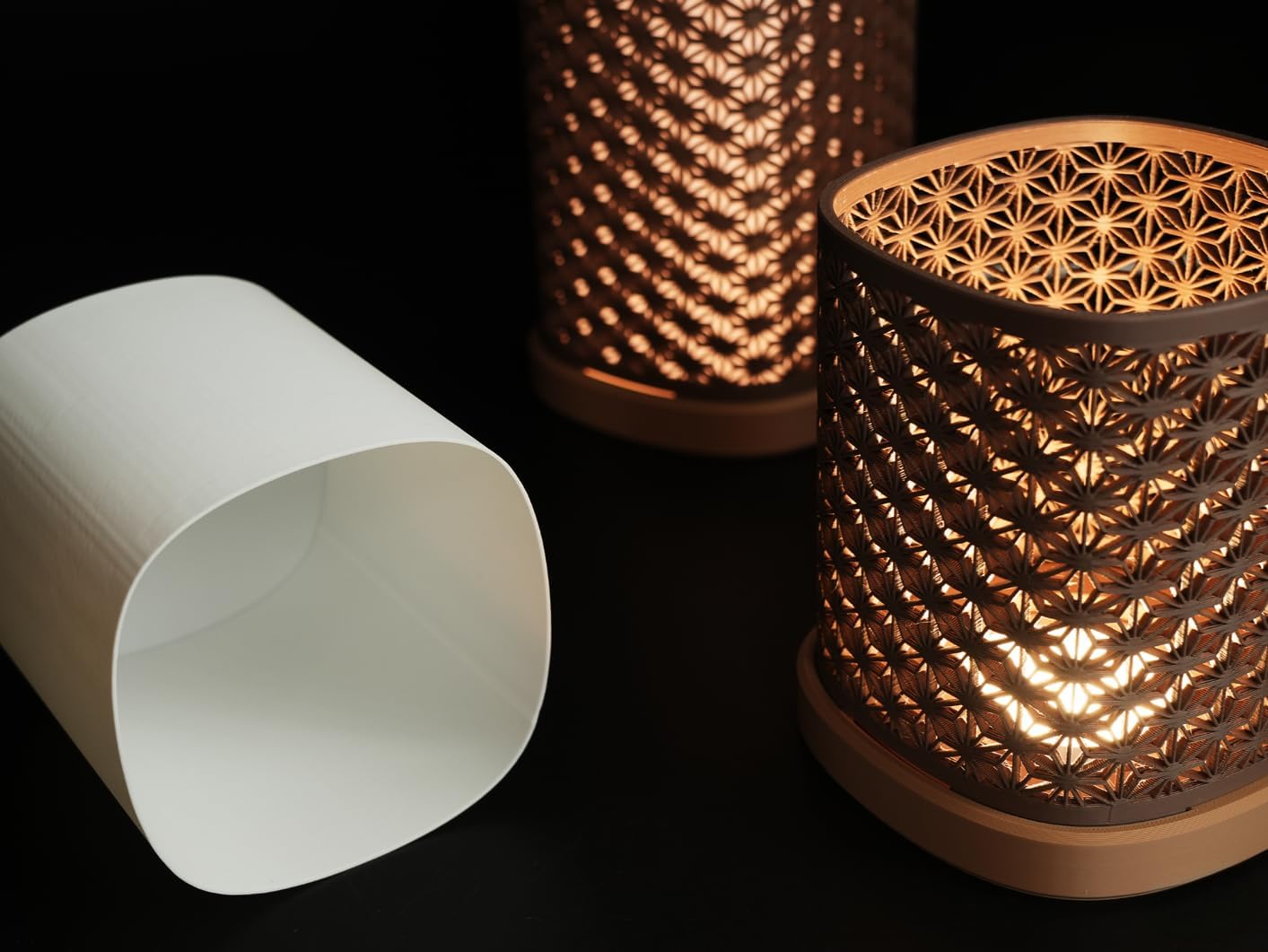 Contemporary Style Table Lamp, Bedside Night Light, Cylindrical Cutout Pattern Shade, Includes Light Source (Small, 1 PC)