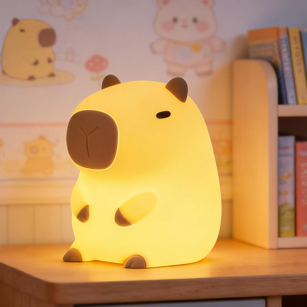 FAMIDUO-BrightenYourLife FAMIDUO Capybara Night Light for Kids, Safe Squishy Silicone Nursery Light with Timer, Dimmable & Rechargeable Touch…