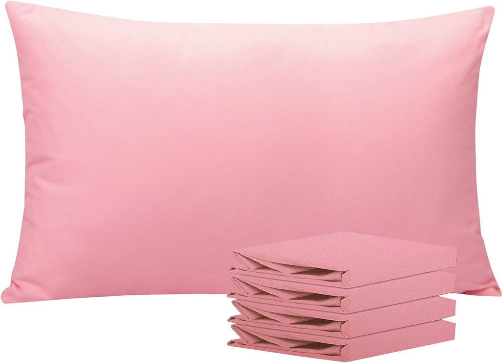 Ntbay Queen Pillowcase Set - 4 Pack Brushed Microfiber 20x30 Pillowcases - Soft, Wrinkle-Free, Fade-Resistant, Stain-Resistant, Pink Pillow…