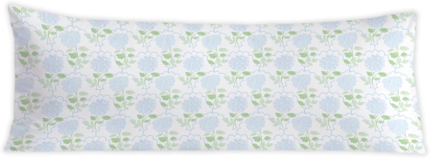 Blue Hydrangea Flower 20x54 Body Pillow Cover, Cottagecore Room Decor, Botanical Decor, Farmhouse Blue Floral Decorative Long Body Pillow…