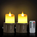 2-in-1 Plug in Night Light (2 Pack) - Dual Mode: Dusk to Dawn Sensor OR Remote Control with Timer - Dimmable Electric Candle Wall Sconce…