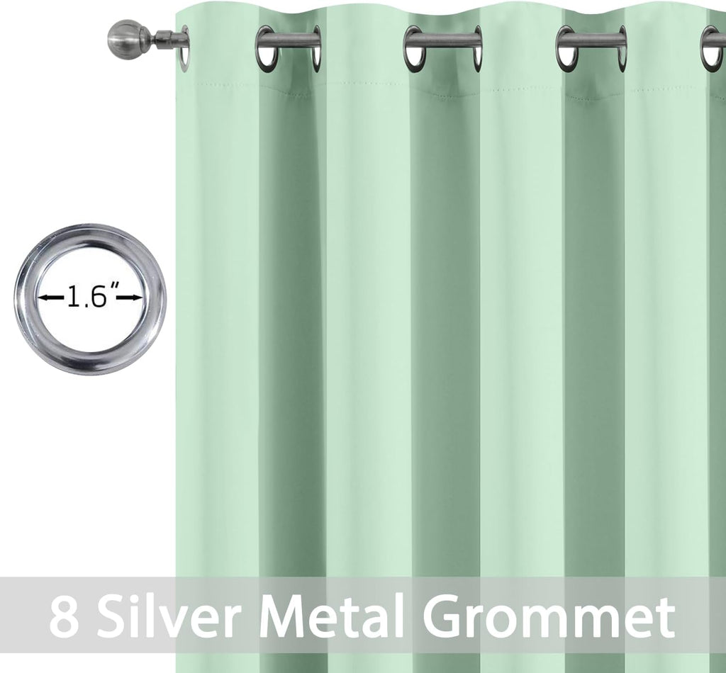 Yakamok Light Sage Green Blackout Curtains-Room Darkening Green Thermal Insulated Grommet Set of 2 Drapes for Bedroom Living Room, 52W x…