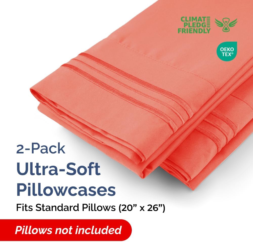Standard Pillow Cases Set of 2 - Ultra-Soft Hotel Quality Pillowcase Covers - Comfy & Wrinkle Free - Stain and Fade Resistant - Machine…