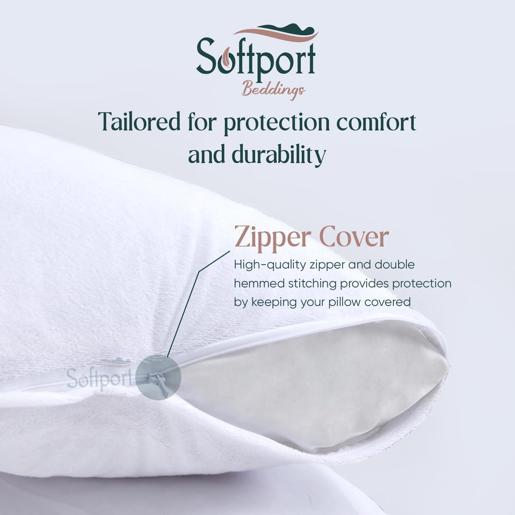 Waterproof Pillow Protector Zipper Design (2 Pack) – Bed Bug Proof Pillow Encasement 20 x 26 Inches