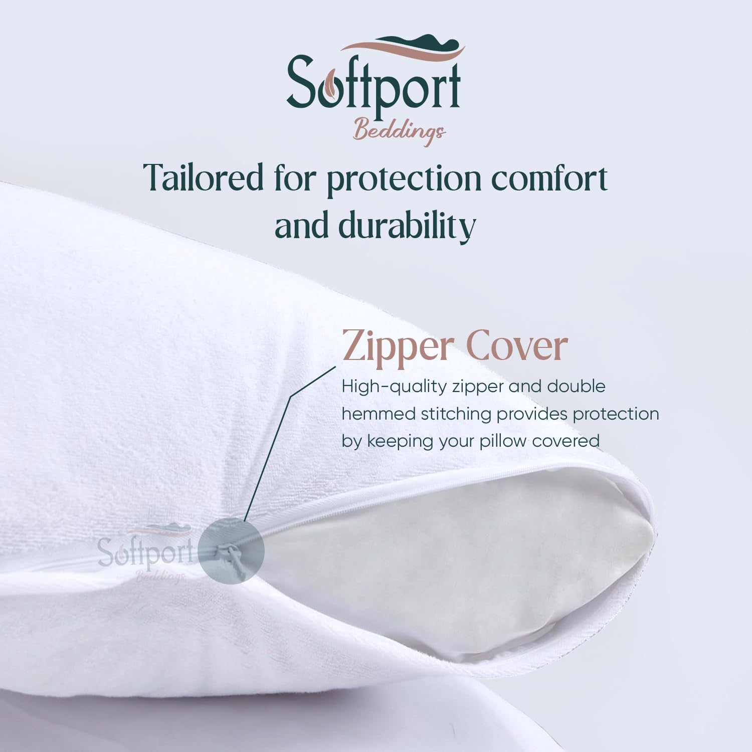 Waterproof Pillow Protector Zipper Design (2 Pack) – Bed Bug Proof Pillow Encasement 20 x 26 Inches