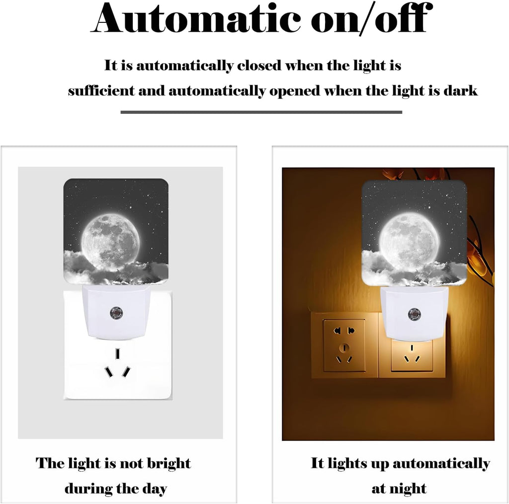 Moon in Cloud Night Light, Plug-in Nightlights Auto Sensor Night Lamp Dusk to Dawn Lamp Home Decor for Nursery Children Girls Boys