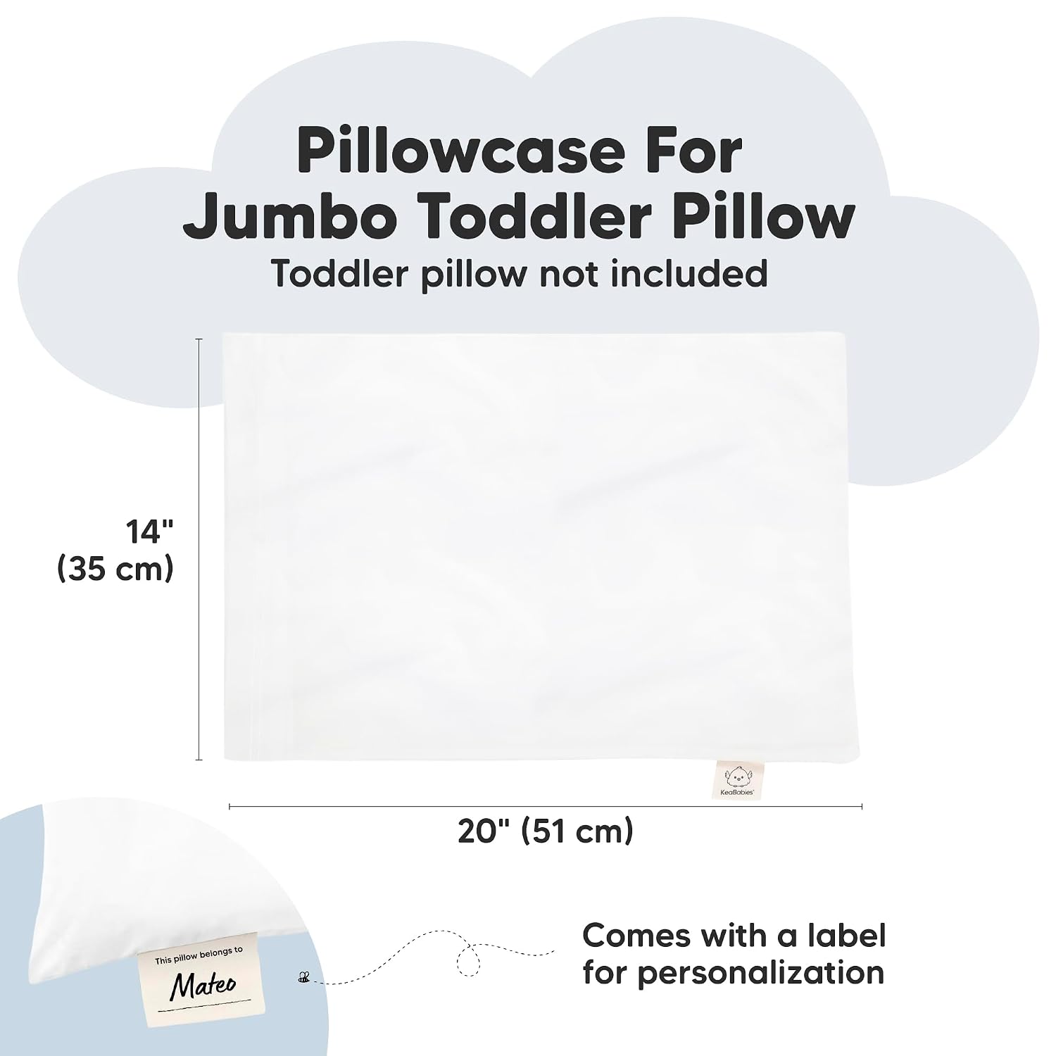 KeaBabies 14x20 Toddler Pillowcase, 1-Pack Waterproof - Soft Waterproof Toddler Pillow Protector Cover for Kids, Boys, Girls, Durable…