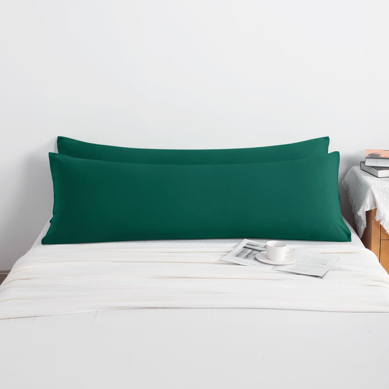 Ntbay Body Pillow Cases Set of 2, 2 Pack Brushed Microfiber 20x54 Pillow Cases, Soft, Wrinkle, Fade, Stain Resistant Dark Green Pillow Case…