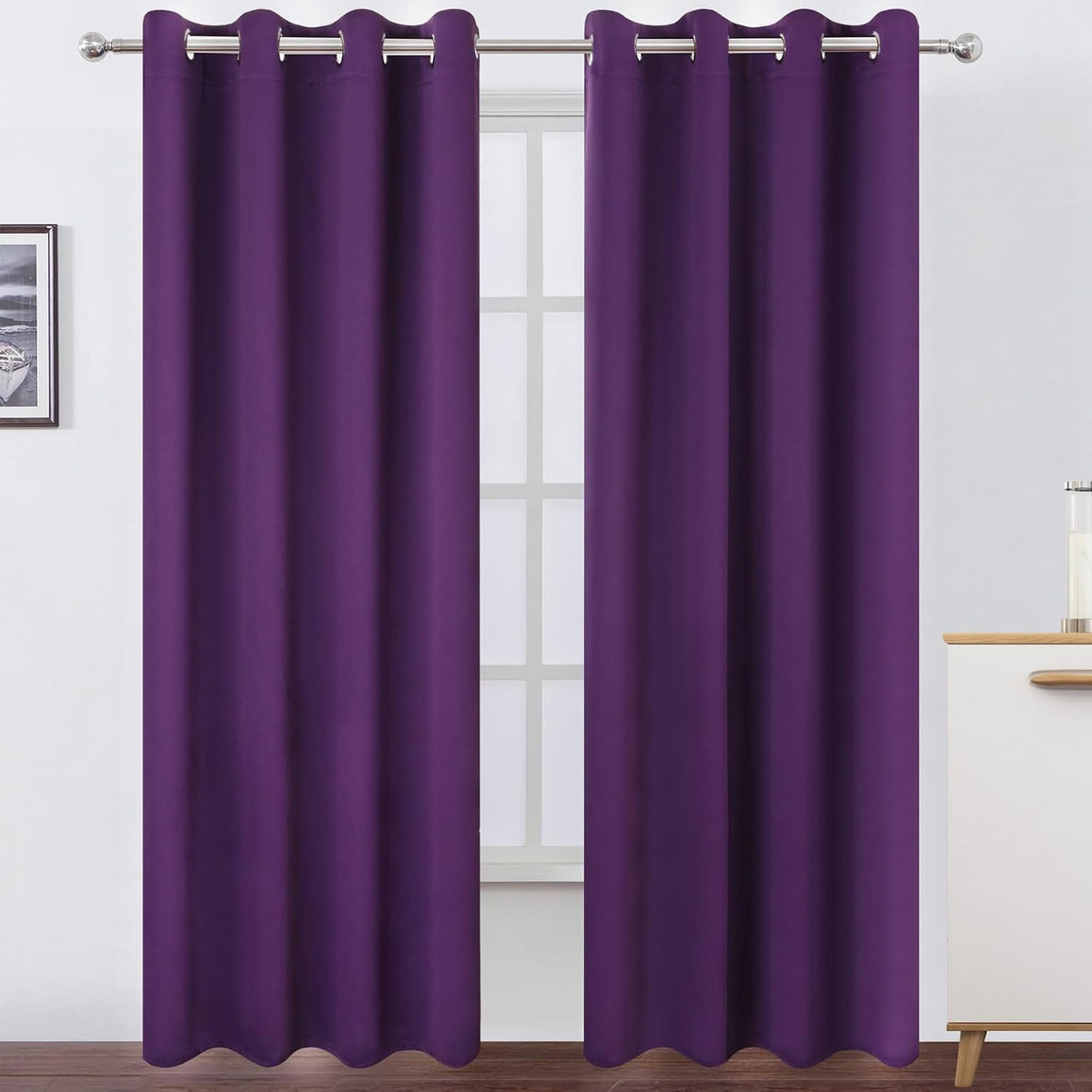 Lemomo Blackout Curtains 52 x 120 Inch Long Purple Curtains Set of 2 Panels Room Darkening Curtains for Bedroom and Living Room 120 Inch si…