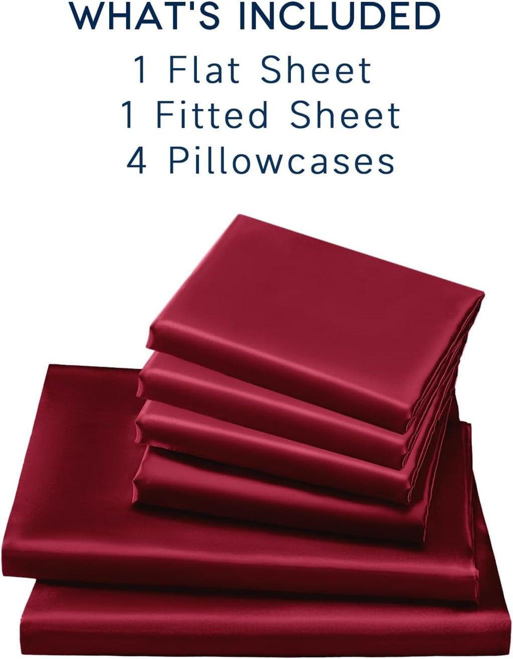 Golal Satin Sheets King Size - 6 Pieces Luxury Silky Soft Bed Sheets, Wrinkle-Free Burgundy Satin Silk Sheet Set with 1 Deep Pocket Fitted…