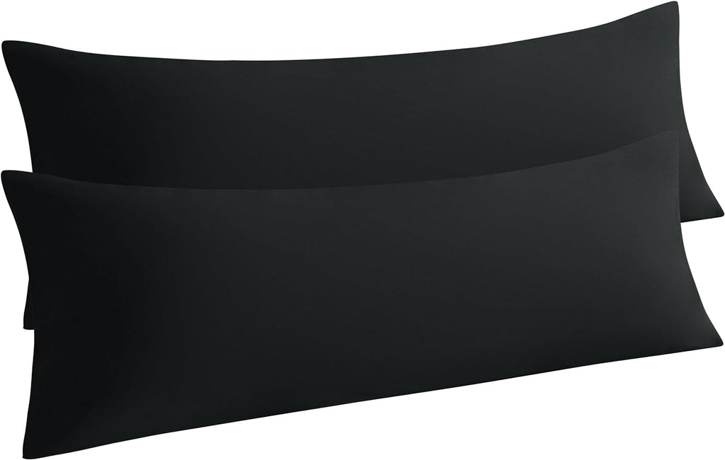 Ntbay Body Pillow Cases Set of 2, 2 Pack Brushed Microfiber 20x54 Pillow Cases, Soft, Wrinkle, Fade, Stain Resistant Black Pillow Cases wit…