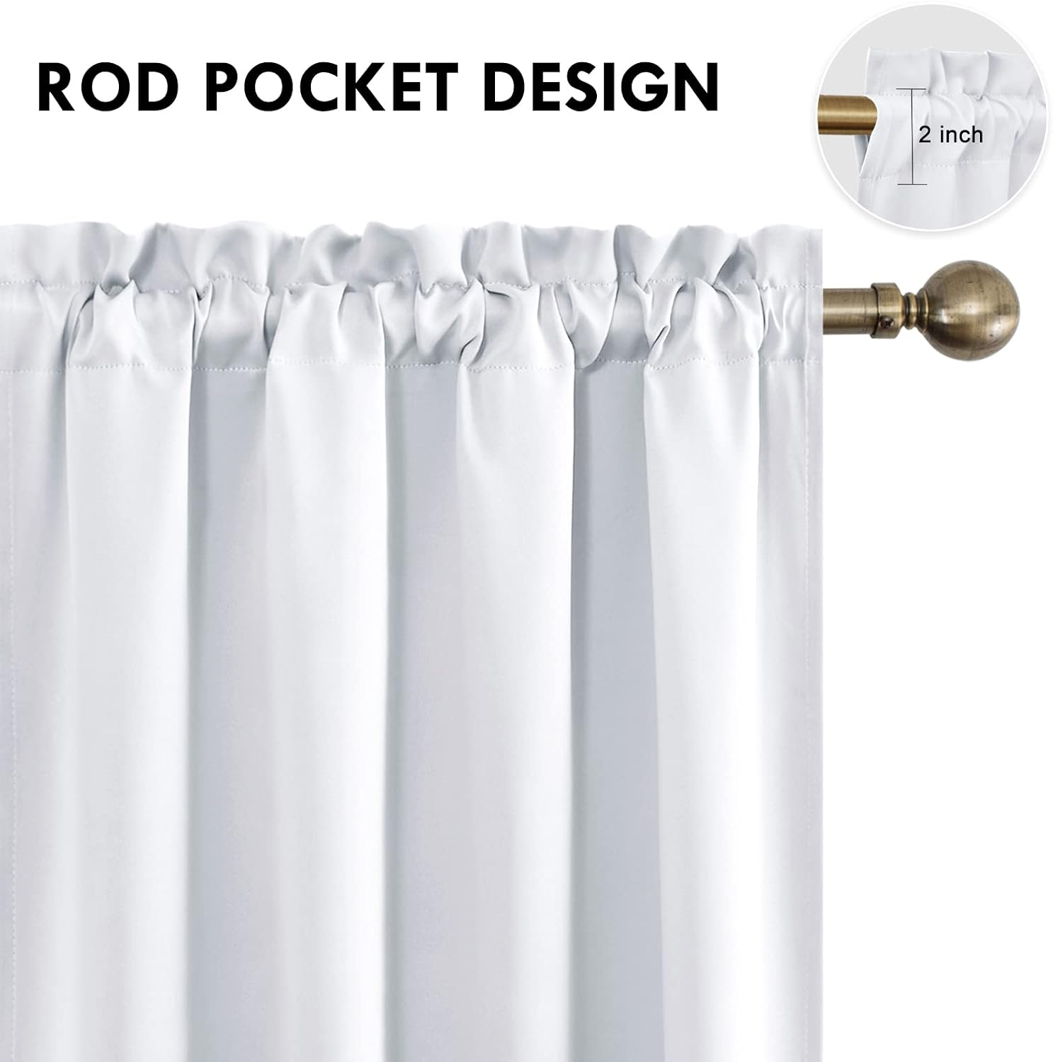 Dwcn White Room Darkening Blackout Curtains - Thermal Insulated Privacy Energy Saving Window Curtain Drapes 52 x 45 inch Length, Set of 2 B…