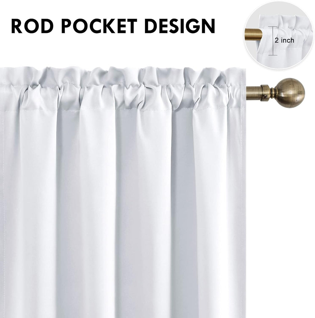 Dwcn White Room Darkening Blackout Curtains - Thermal Insulated Privacy Energy Saving Window Curtain Drapes 52 x 54 inch Length, Set of 2 B…