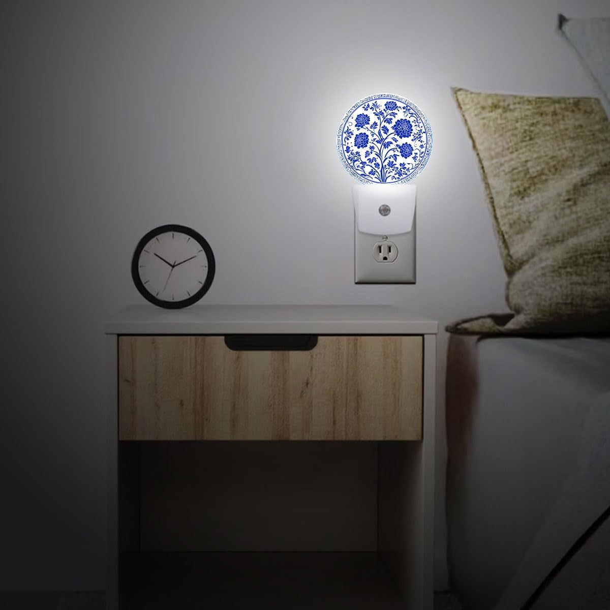 Blue Flower Night Light Auto Sensor Led Dusk to Dawn Lamp Home Decor for Men Women