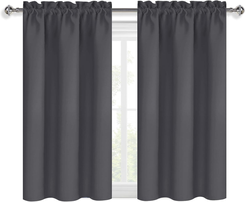 Dwcn Blackout Curtains for Bedroom 54 Inch Length 2 Panels Set, Solid Thermal Insulated Energy Saving Rod Pocket Window Treatment Curtains…