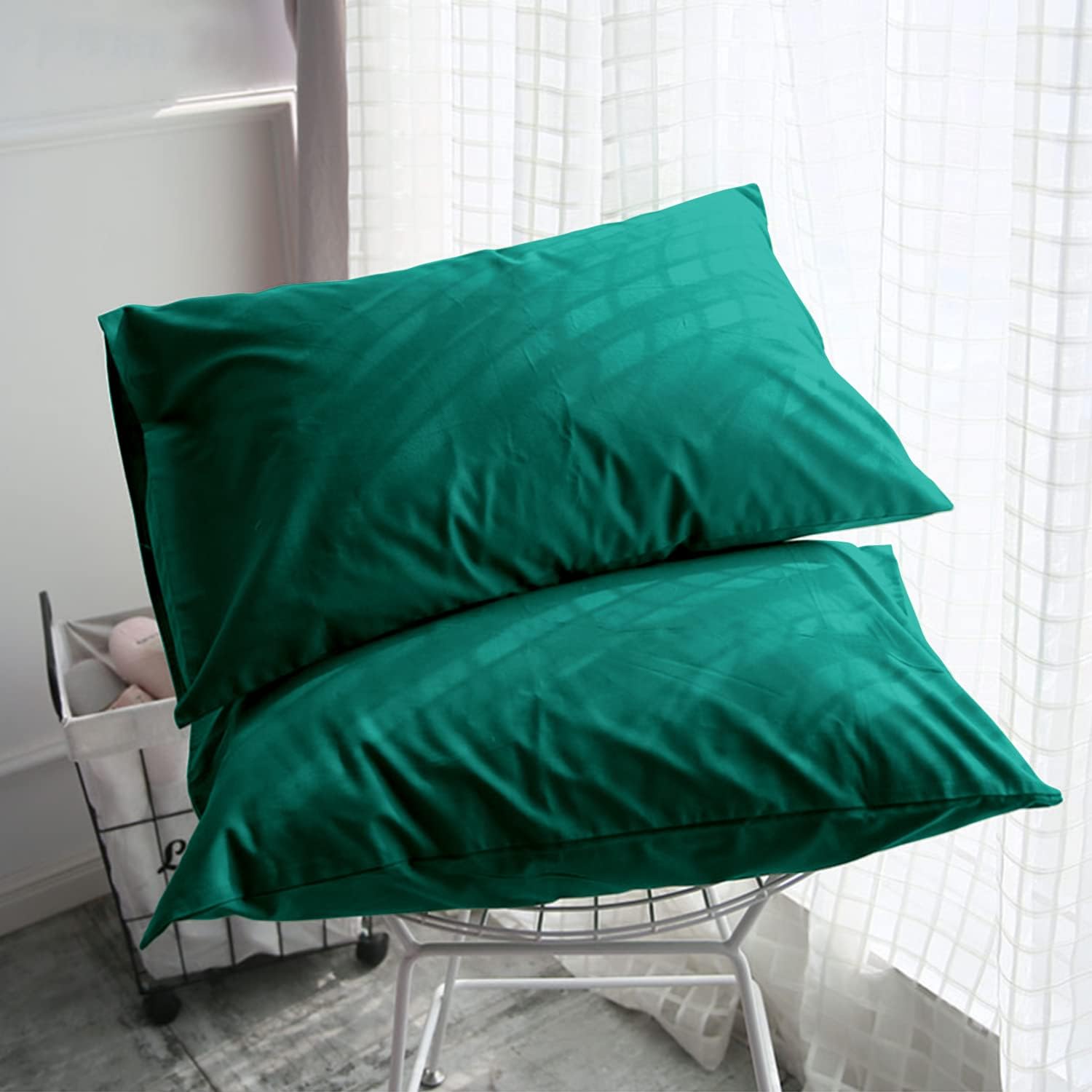 FLXXIE Pillow Cases Standard Size, Soft Microfiber Pillow Covers with Envelope Closure, Wrinkle, Stain Resistant Pillowcases, 2 Piece…
