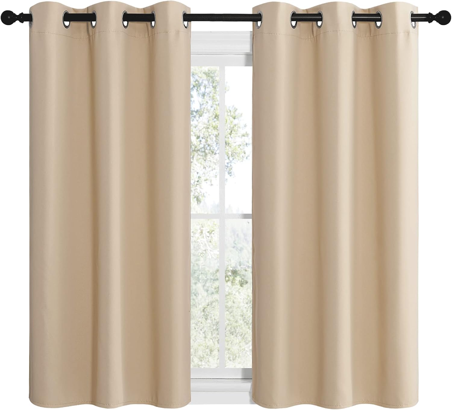 NICETOWN Room Darkening Draperies Window Curtain Panels, Thermal Insulated Grommet Room Darkening Curtains for Bedroom (Biscotti Beige, 2…