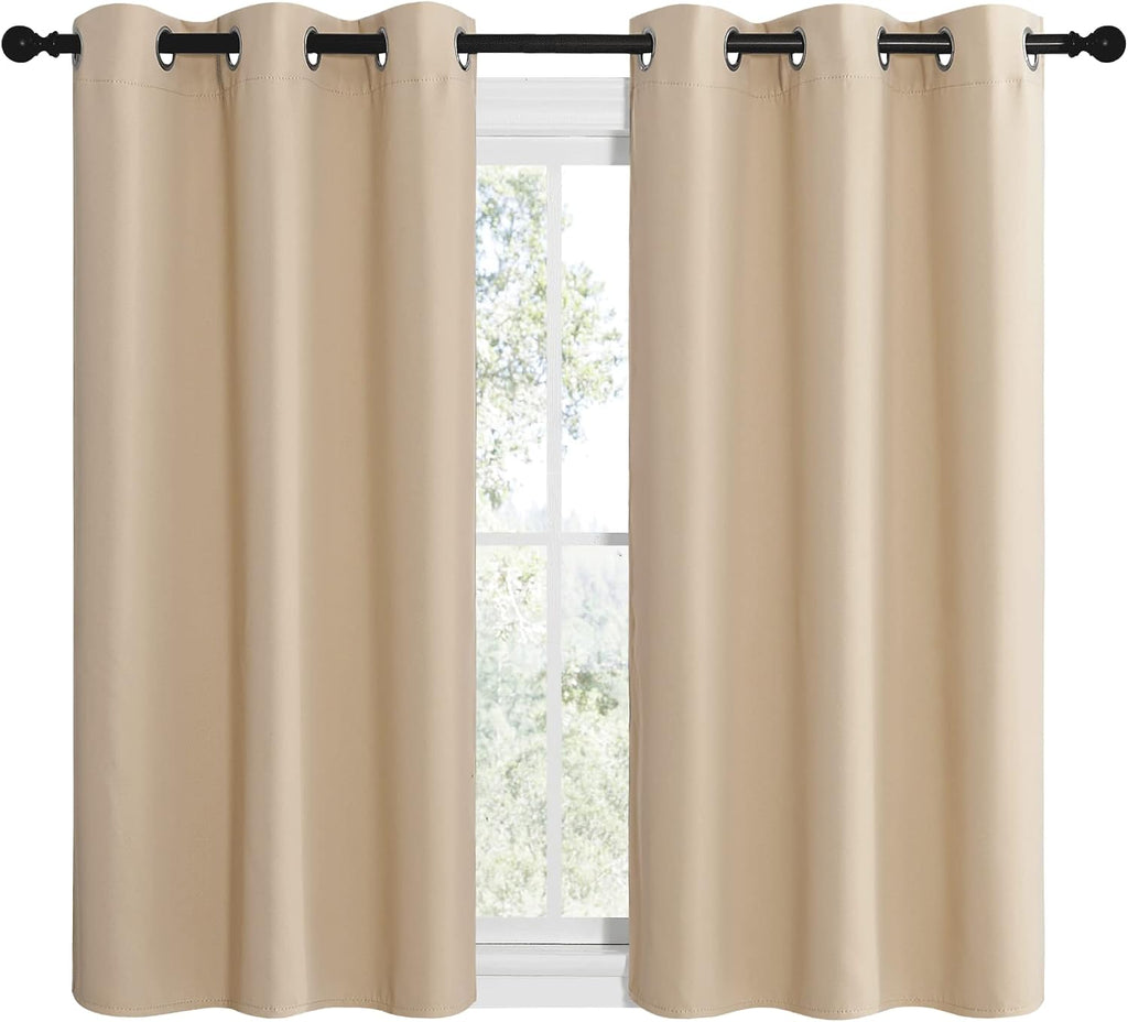 NICETOWN Room Darkening Draperies Window Curtain Panels, Thermal Insulated Grommet Room Darkening Curtains for Bedroom (Biscotti Beige, 2…