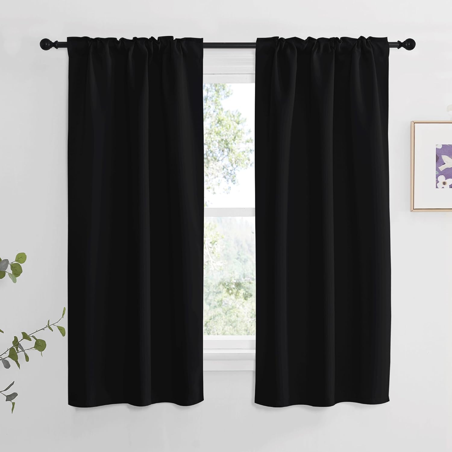 NICETOWN Halloween Blackout Curtains Window Panel Drapes - (Black Color) W34 x L63, Double Panels, Home Decoration Light Blocking Thermal…