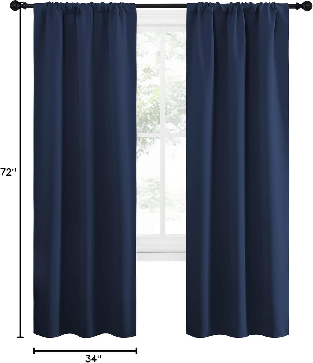 NICETOWN Blackout Curtains for Living Curtains, Home Decorations Thermal Insulated Solid Pole Top Blackout Drapes for Living Room (Navy…