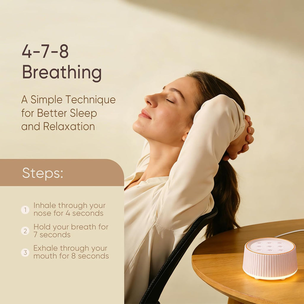 Kipcush® Noise Machine, White Noise Sound Machine for Baby & Adults, 26 Soothing Sounds, 8 Night Light Colors, Tap Control