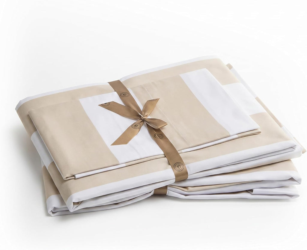 Perupima Peru Pima 415 Thread Count Percal Queen Sheet Set - 100% Peruvian Pima Cotton, 4 Piece (Flat, Fitted, 2 Pillowcases) - Cooling, Cr…