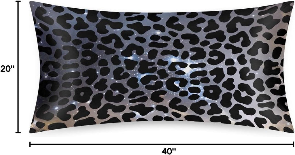 Galaxy Black Skin Leopard Satin Silk Pillowcase for Hair and Skin Pillow Cases King Size Soft Silk Pillow Case with Envelope Closure…