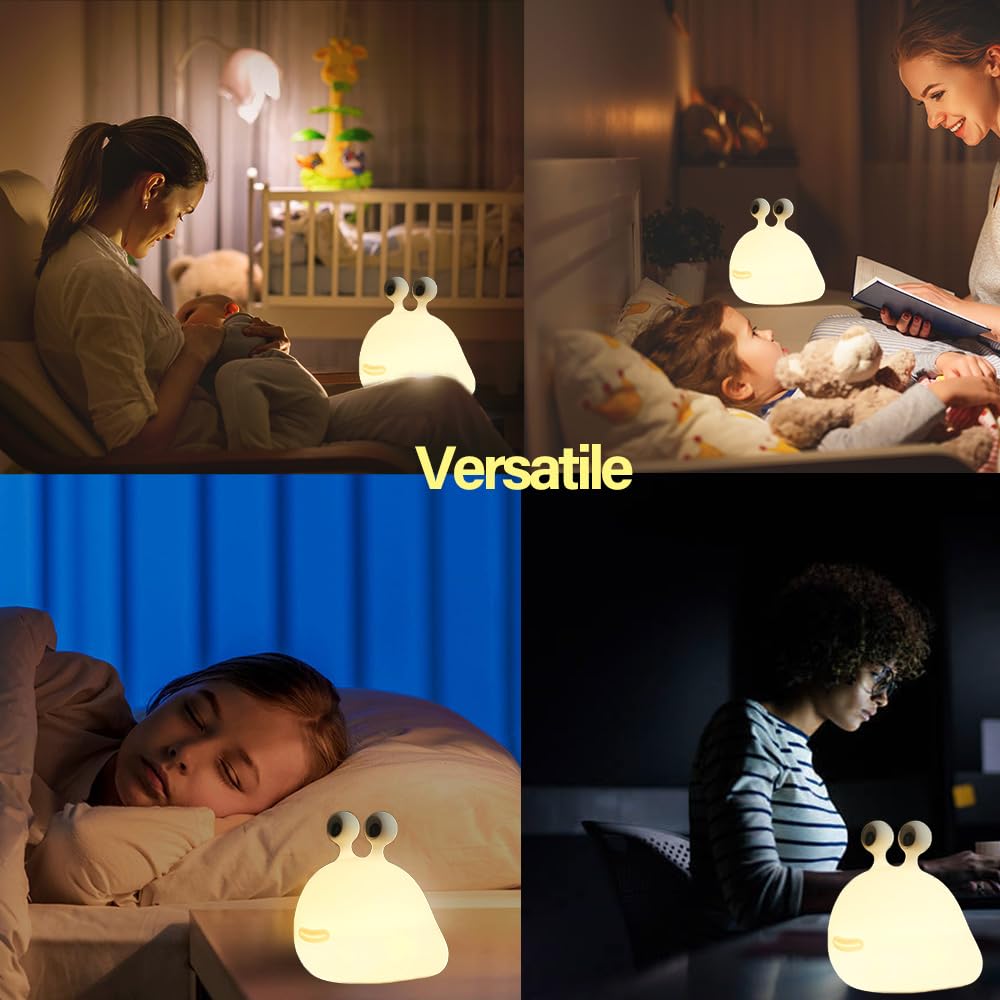 Led Cute Slug Night Light, Dimmable Kawaii Lamps, Super Squishy Silicone USB Rechargeable Touch Control Night Lamp, Used for Camping…