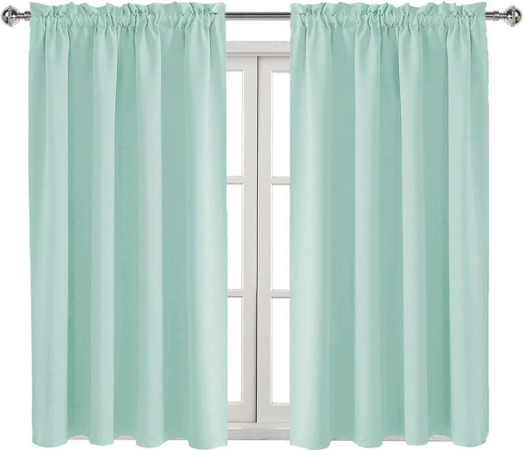 DWCN Blackout Curtains for Living Room Thermal Insulated, Energy Saving & Noise Reducing Bedroom Curtains, Mint Green, W 52x L 45 Inch…