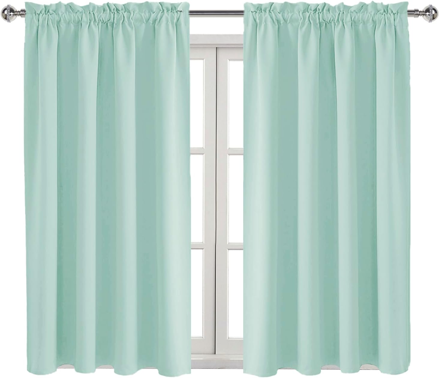 DWCN Blackout Curtains for Living Room Thermal Insulated, Energy Saving & Noise Reducing Bedroom Curtains, Mint Green, W 52x L 45 Inch…
