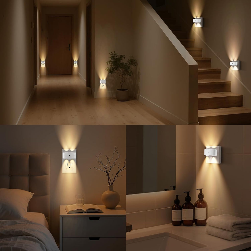 BMXKPO Night Light Plug into Wall, 4 Pack LED Night Lights, Rotatable Plug Night Lights, Dusk to Dawn Light Sensor,2700K Warm White…
