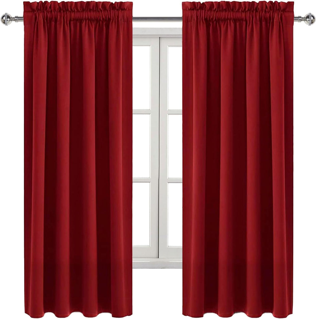 Dwcn Burgundy Room Darkening Blackout Curtains - Thermal Insulated Privacy Energy Saving Window Curtain Drapes 38 x 72 inch Length, Set of…