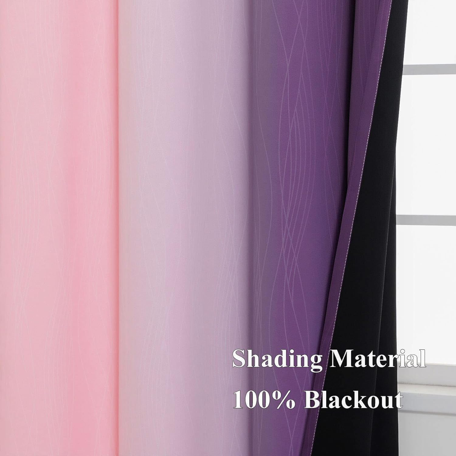Estelartextiler Estelar Textiler Pink and Purple Ombre Short Blackout Curtains 36 Inch Long, Thermal Insulated Grommet Small Half Window Dr…