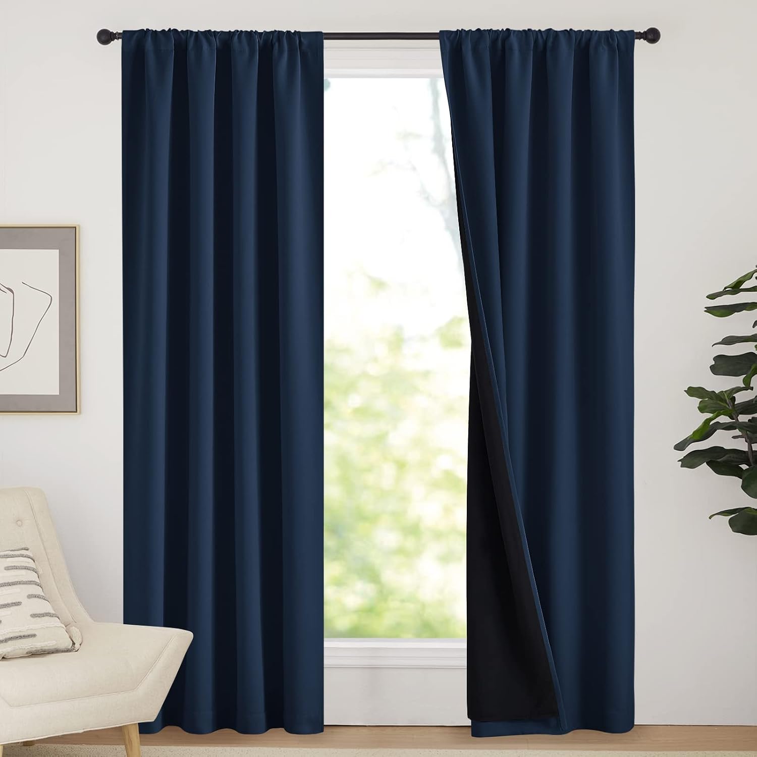 Nicetown Complete 100% Blackout Curtains, Thermal Insulated & Energy Efficiency Window Draperies for Guest Room, Full Shading Panels for Sh…
